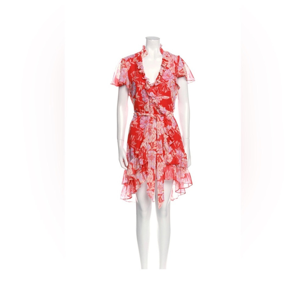 Alexis Red and White Floral Midi Dress